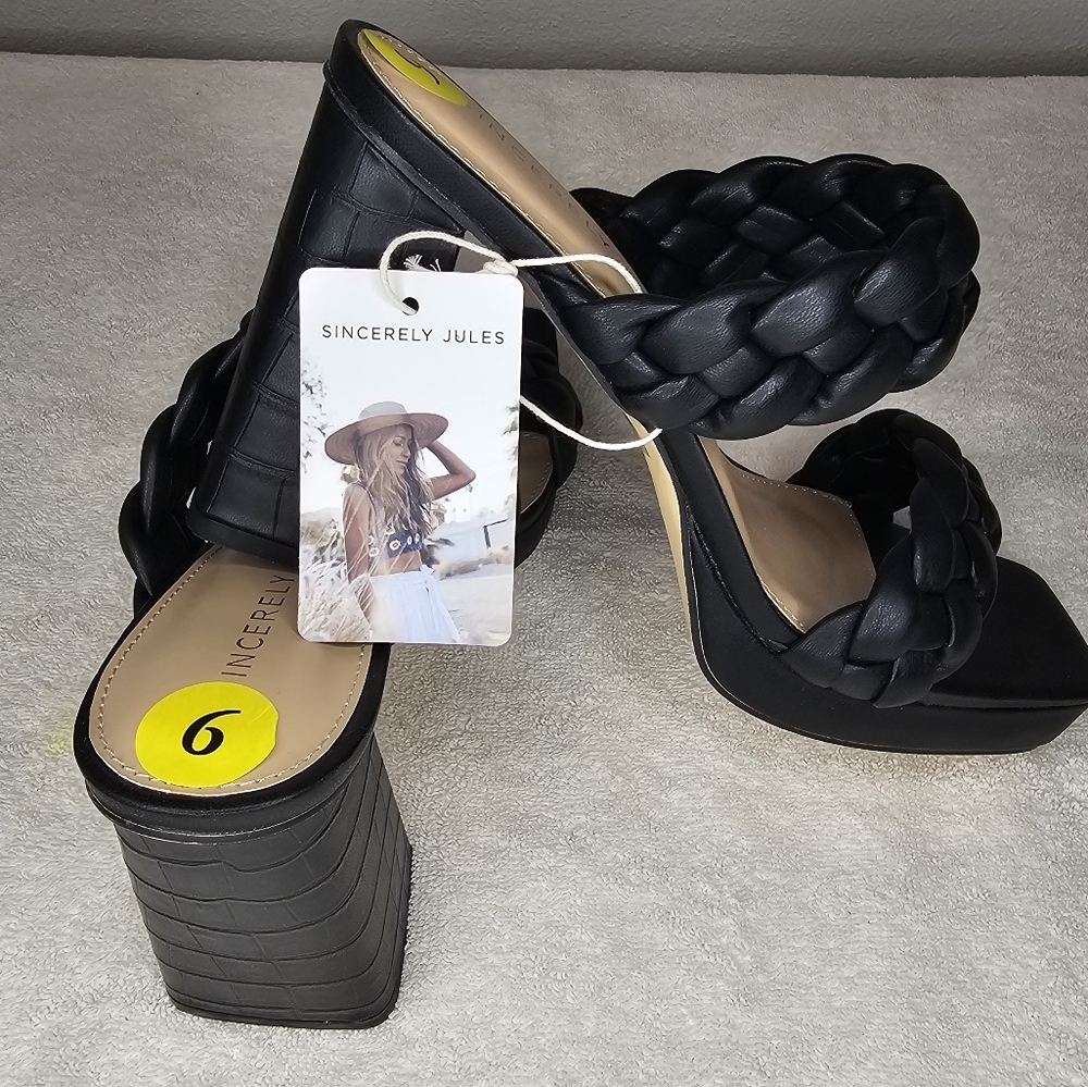 Sincerly Jules Black Braided Women's Heels